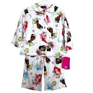 Disney Princess 2T Girls Pajamas Set White Long Sleeve Top Pants Sleepwear‎
